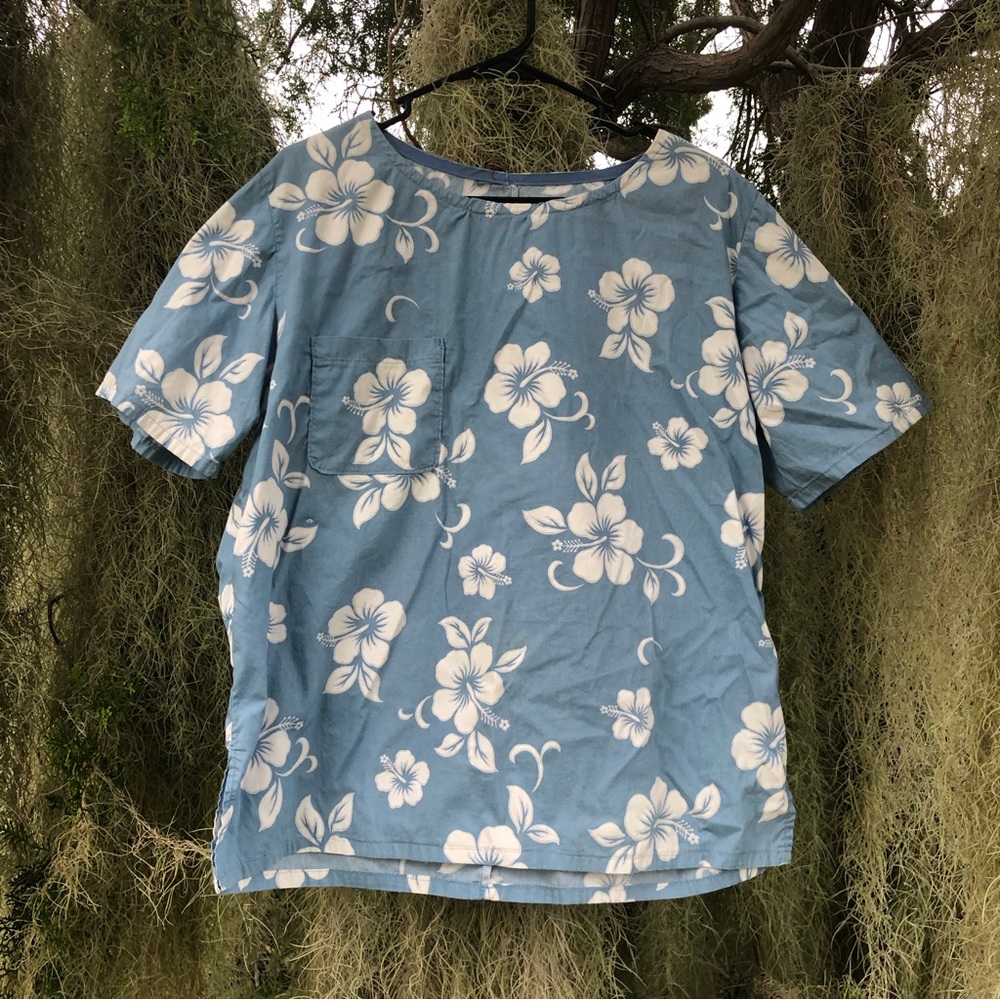 Light blue hibiscus top